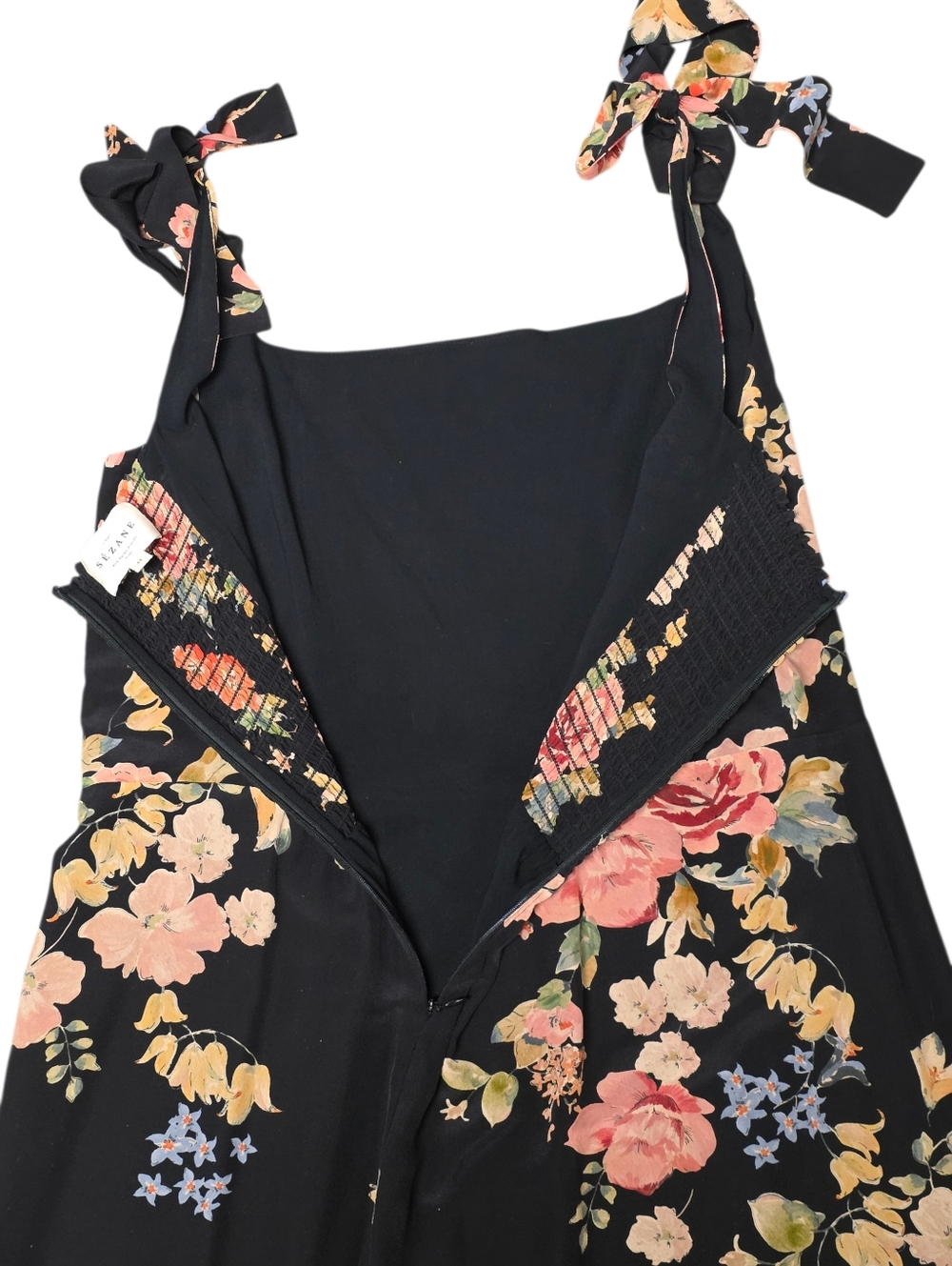 Sézane Dorotha Dress in Calvi Floral Black Pink Midi 100% Silk– Size EU 44/12 US - Picture 8 of 14